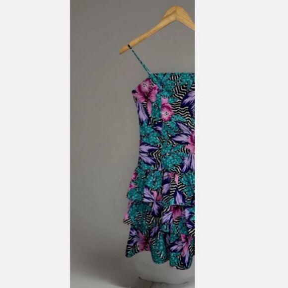 Vtg Isadora New York - 2 Piece Dress & Jacket Set - Tropical Floral Zebra - Sz 5 - Picture 9 of 14